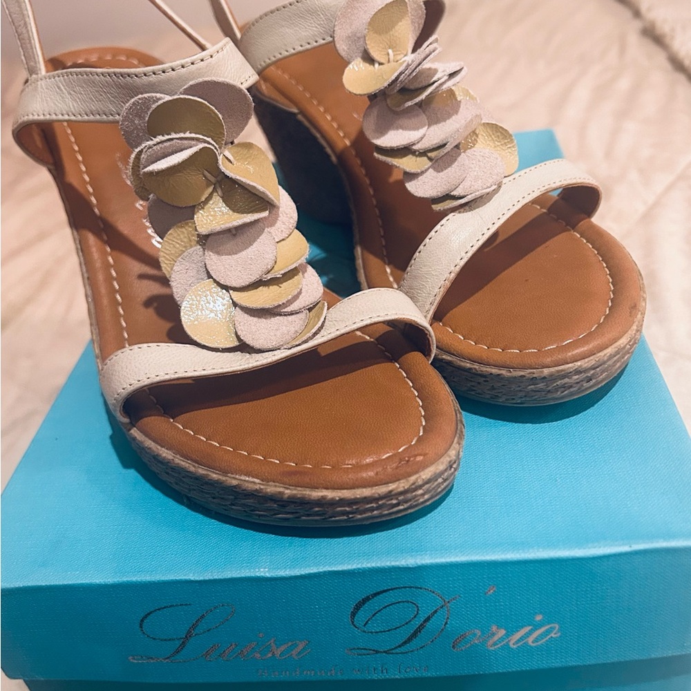 Luisa Dorio Women's Wedge Sandals in Bone